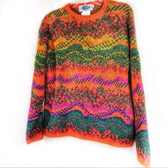 Vintage Sweaters - EUC-Vintage 80s Le Laureat Vibrant colors Sweater